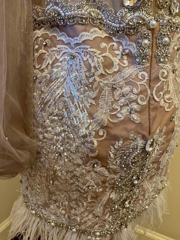 C2022-JD - Sheer illusion sleeve cocktail dress dance outfit