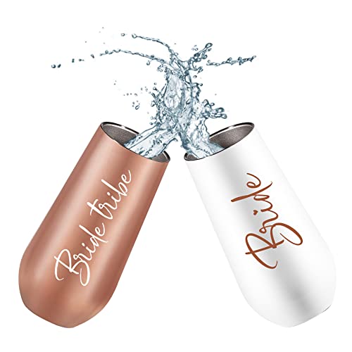 Ugiftcorner Bride Tribe Gifts Lot de 8 flûtes à champagne Bride Tribe pour demoiselles d'honneur, équipe de mariée, cadeaux de fête prénuptiale, mariage, enterrement de vie de jeune fille, verres à vin, tasses 170 ml