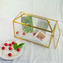 YIMORENCE V Gold Wedding Glass Card Box – 12.6 inch Large Wedding Card Holder Handmade Gold Glass Terrarium with Slot and Heart Lock