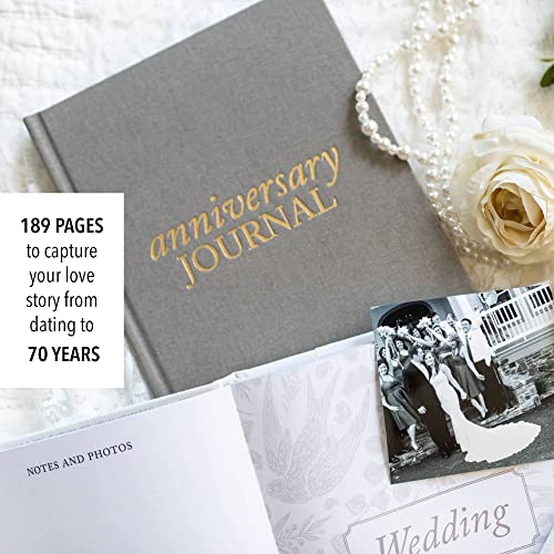 DUNCAN & STONE PAPER CO. Wedding Anniversary Journal (Taupe, 189 Pages) - Anniversary Book for Couple - Marriage Memory Book & Photo Album - Perfect Anniversary Journal for Couples