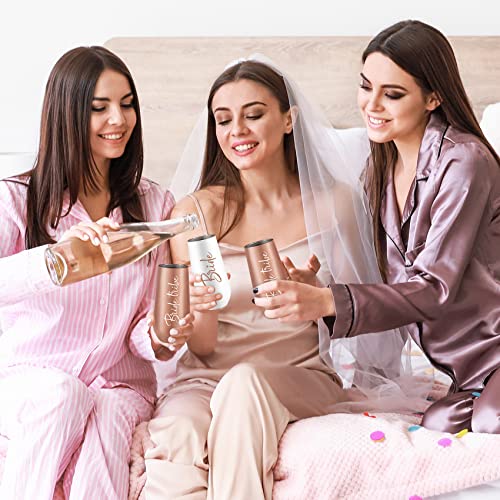 Ugiftcorner Bride Tribe Gifts Lot de 8 flûtes à champagne Bride Tribe pour demoiselles d'honneur, équipe de mariée, cadeaux de fête prénuptiale, mariage, enterrement de vie de jeune fille, verres à vin, tasses 170 ml