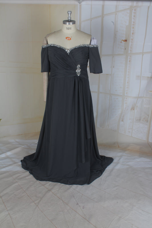 Style 55454 Kimberly - Plus Size off the shoulder evening gown