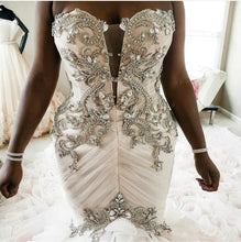 C2020-SP8b - Strapless fit-and-flare ruffle train wedding gown