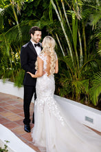 C2022-LS022 - Vestido de novia estilo corsé de encaje pedrería y tirantes