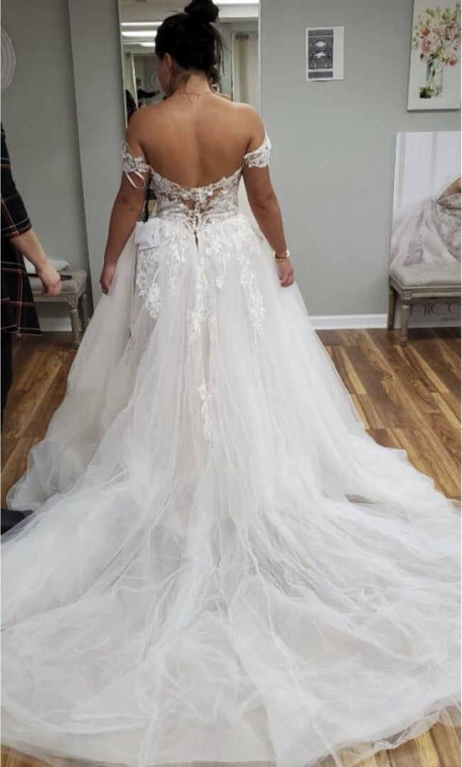 C2022-OSB202 - off the shoulder scoop neck formal wedding ball gown