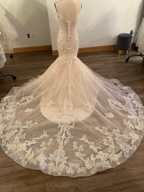Robe de mariée sirène sans bretelles en perles de cristal, C2022-CB