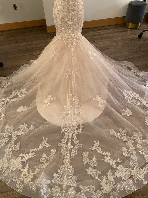 C2022-CB strapless mermaid crystal beaded wedding gown