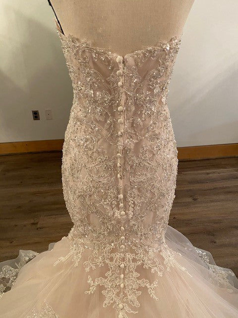 C2022-CB strapless mermaid crystal beaded wedding gown