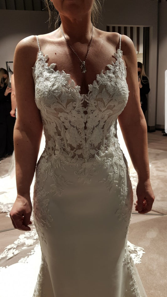 C2023-BS553 backless sexy beaded bodice wedding gown with spaghetti straps