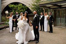 C2023-BG556 Vestido de novia sexy con cuentas 3D y cola desmontable