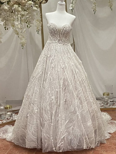 C2023-SAL312 - strapless a-line beaded wedding gown
