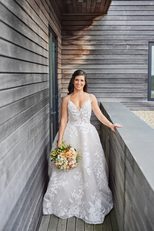 C2023-AL091 - pretty lace a-line wedding gown with spaghetti straps