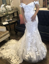 C2023-oS44b off the shoulder fitted lace wedding gown