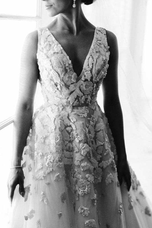 C2023-AL302d - sleeveless v-neck a-line wedding gown with cathedral train