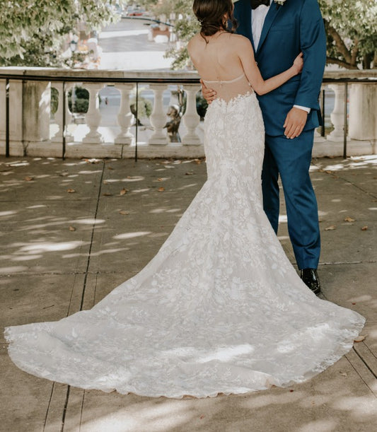 C2023-S771H - strapless beaded lace fitted wedding gown