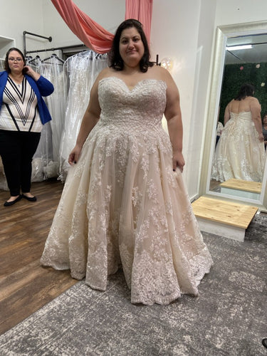 C2021PS01 - Strapless plus size lace a-line wedding gown