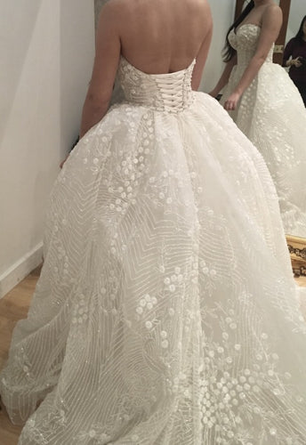 Strapless Ball Gown wedding dress with lace up back