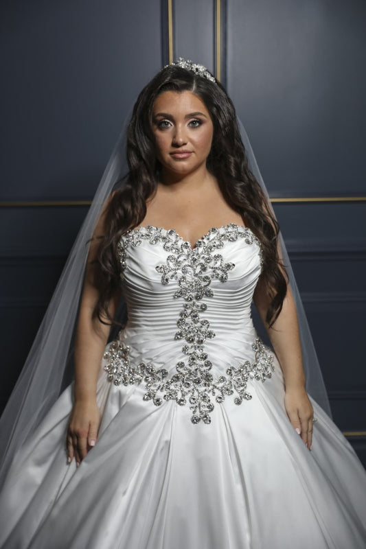 C2023-SS44 sweetheart strapless formal ball gown wedding dress with swarovski crystal bling