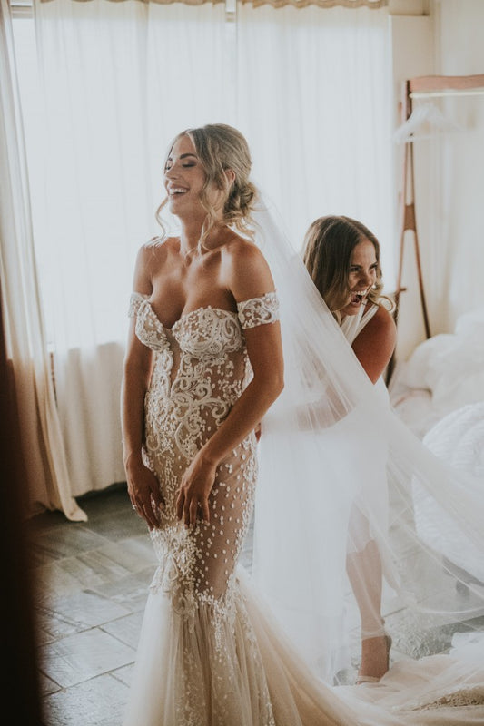 C2022-NI209 - Robe de mariée bustier sirène nude et ivoire