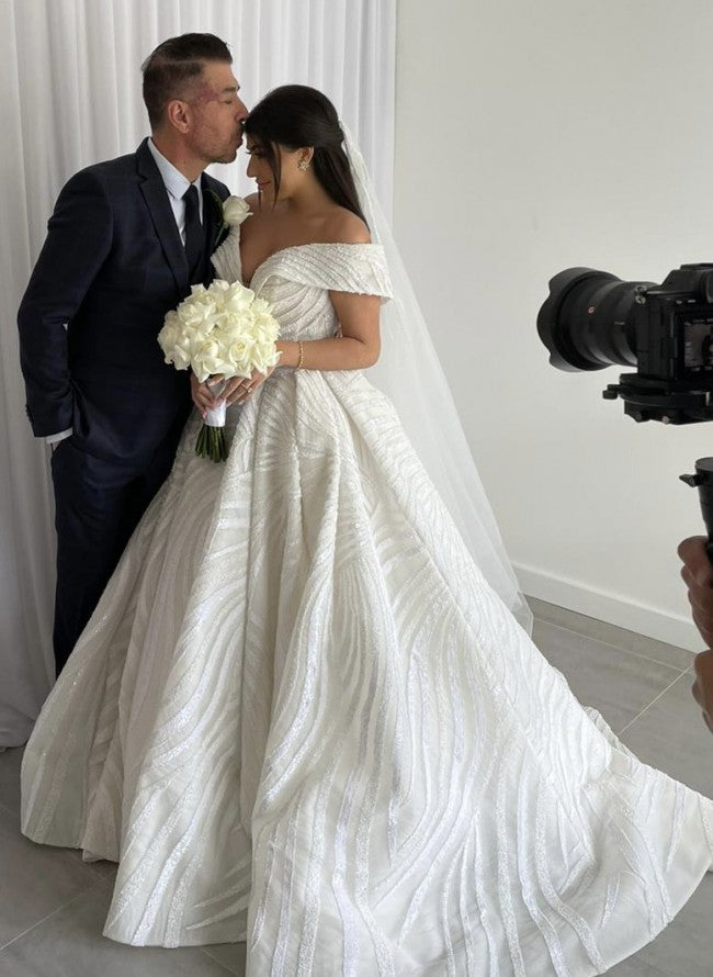 C2023-os6B - off the shoulder ball gown style wedding dresses