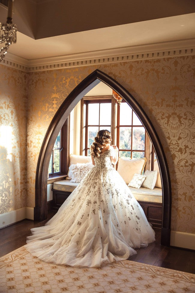 Robe de mariée à épaules dénudées, embellie, robe de bal, C2022-OB338 