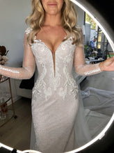 C2022-BLS64 - Beaded long sleeve v-neck wedding gown