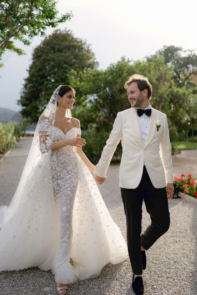 C2022-FD28 - Off the shoulder detachable skirt wedding gown