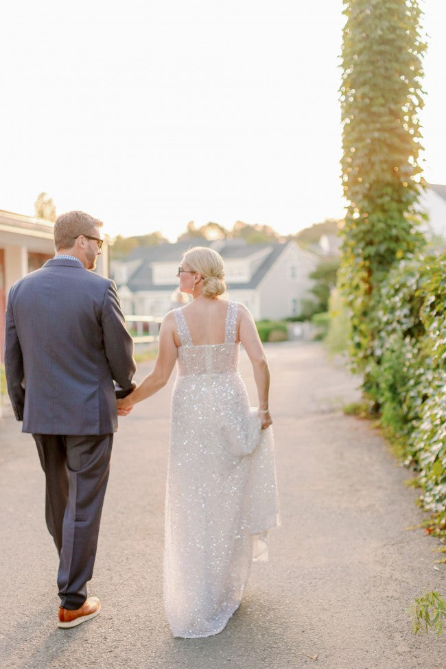 C2022-BS011 - Beaded white sparkly wedding gown with straps