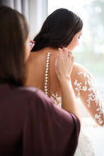 C2022-APS629  Sheer sleeve plus size a-line wedding gown