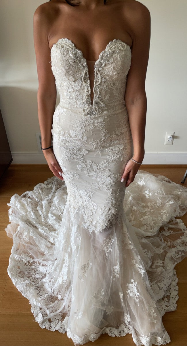 C2022-SLF29 - Robe de mariée bustier chérie en dentelle perlée