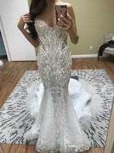 C2021-SB022b  strapless 3D embroidered fit-to-flare wedding gown