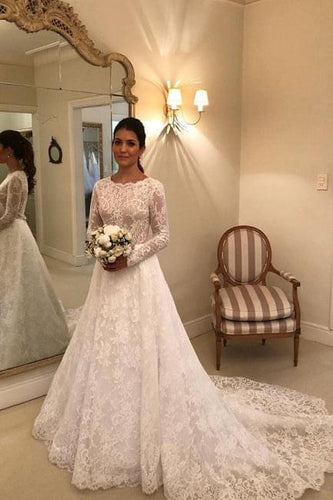 C2021-TLS673 - Traditional long sleeve lace wedding gown