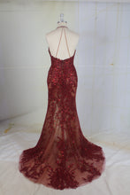 Style #95167 sheer red beaded formal evening gown prom dress