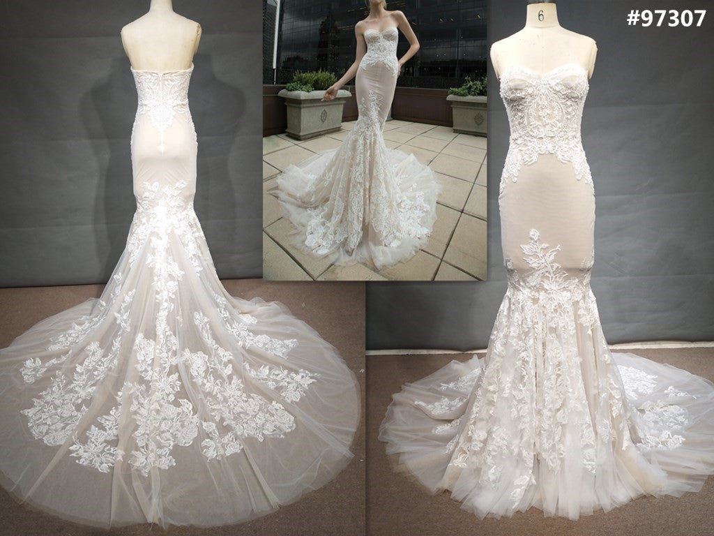 Estilo 97307 Réplicas de vestidos de novia sexys de tejido elástico 