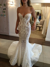 C2021-SB022b  strapless 3D embroidered fit-to-flare wedding gown