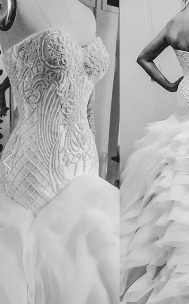 C2022-sR44 - Robe de mariée bustier perlée avec volant à VENDRE