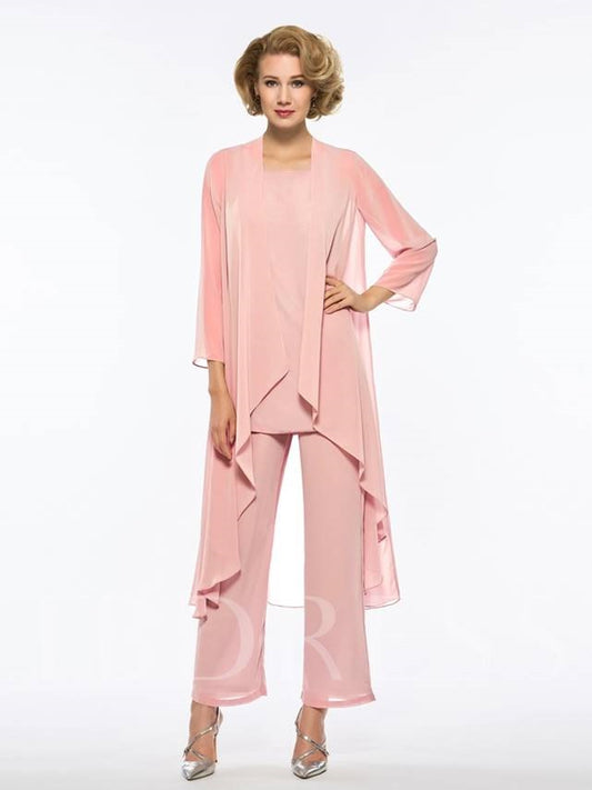 C2018-CBR - plus size formal mother of the bride pant suit with 3/4 length sleeves