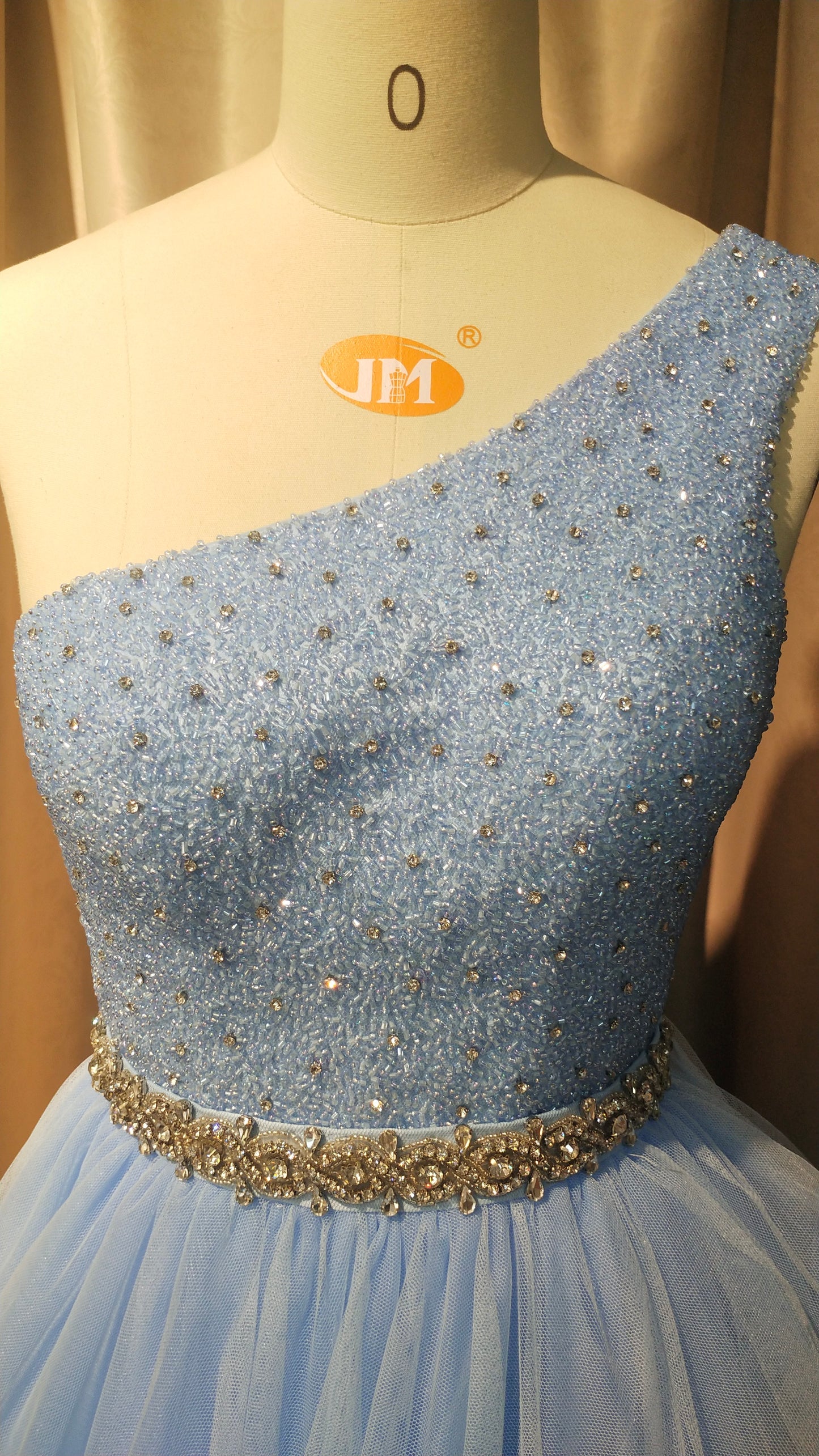 Style C2020-LDuff2 - One Shoulder Blue Formal Evening Gown