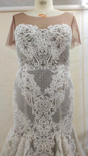 C2021-LaToya - Plus size embroidered wedding gown with illusion neckline