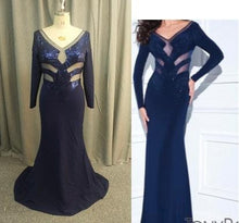 C2021-Rosa - Robe de soirée bleue à manches longues