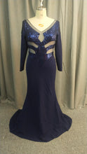 C2021-Rosa - Robe de soirée bleue à manches longues