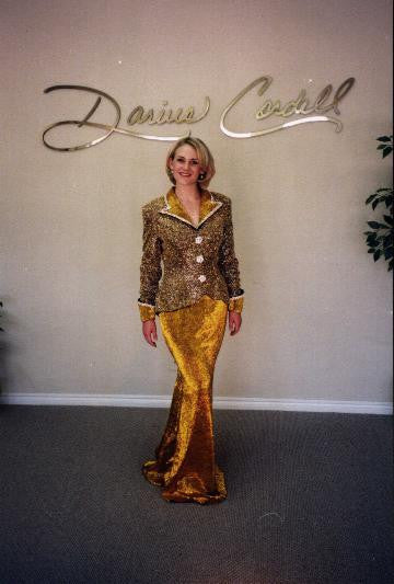 Style C97E-LB - Long sleeve Liquid beaded Pageant Gown