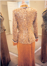 Style C97E-LB - Long sleeve Liquid beaded Pageant Gown