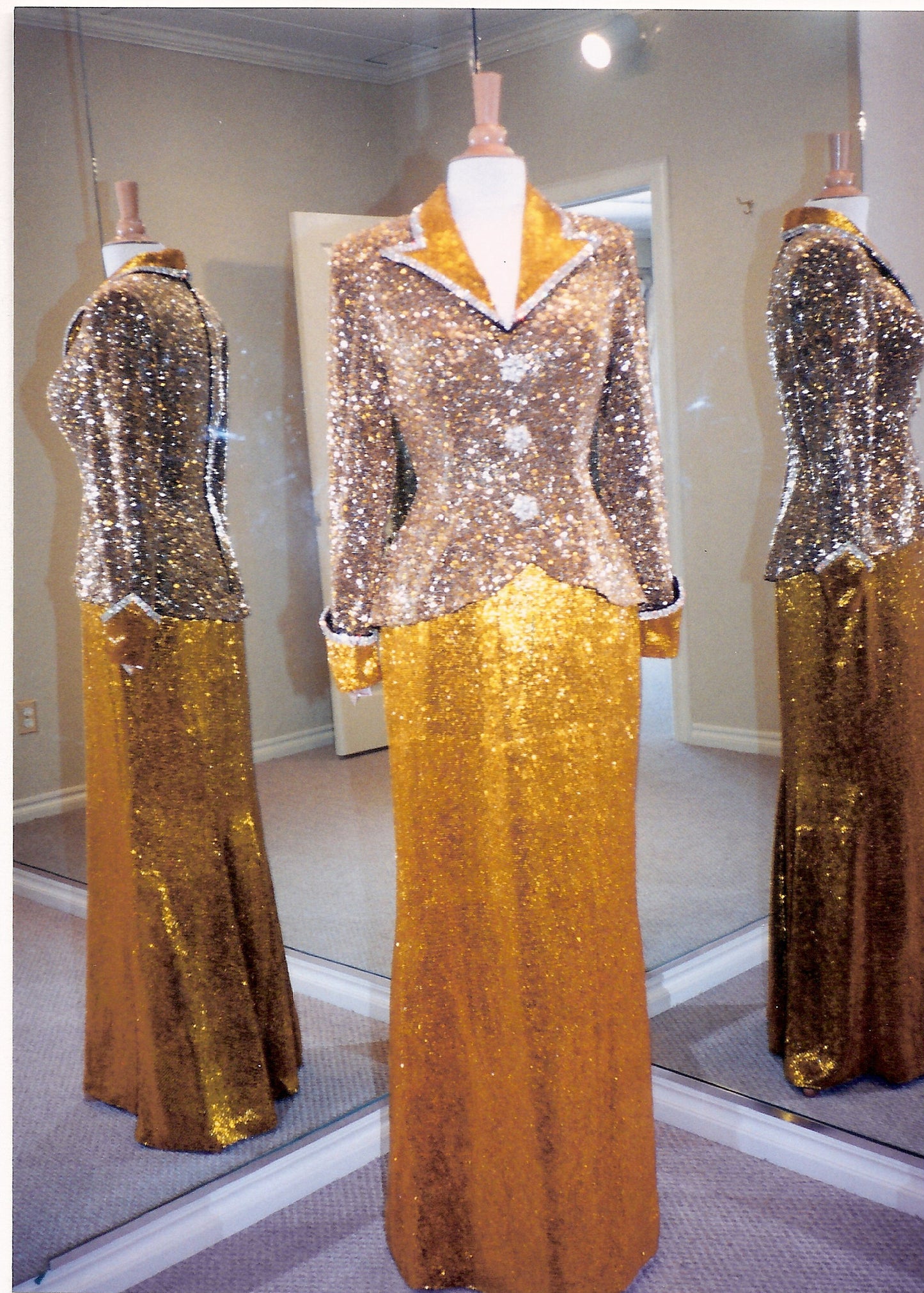 Style C97E-LB - Long sleeve Liquid beaded Pageant Gown