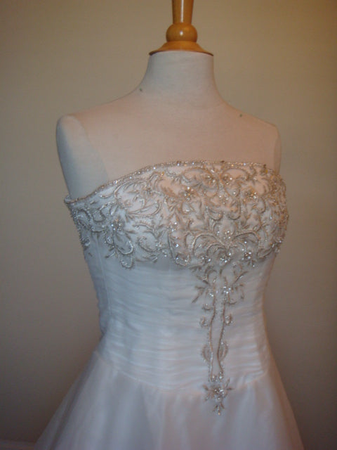 Style D2012 - strapless a-line petite formal organza ball gown wedding dress