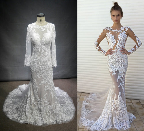 Style #C2017-Vidal: Berta inspired custom long sleeve wedding dress