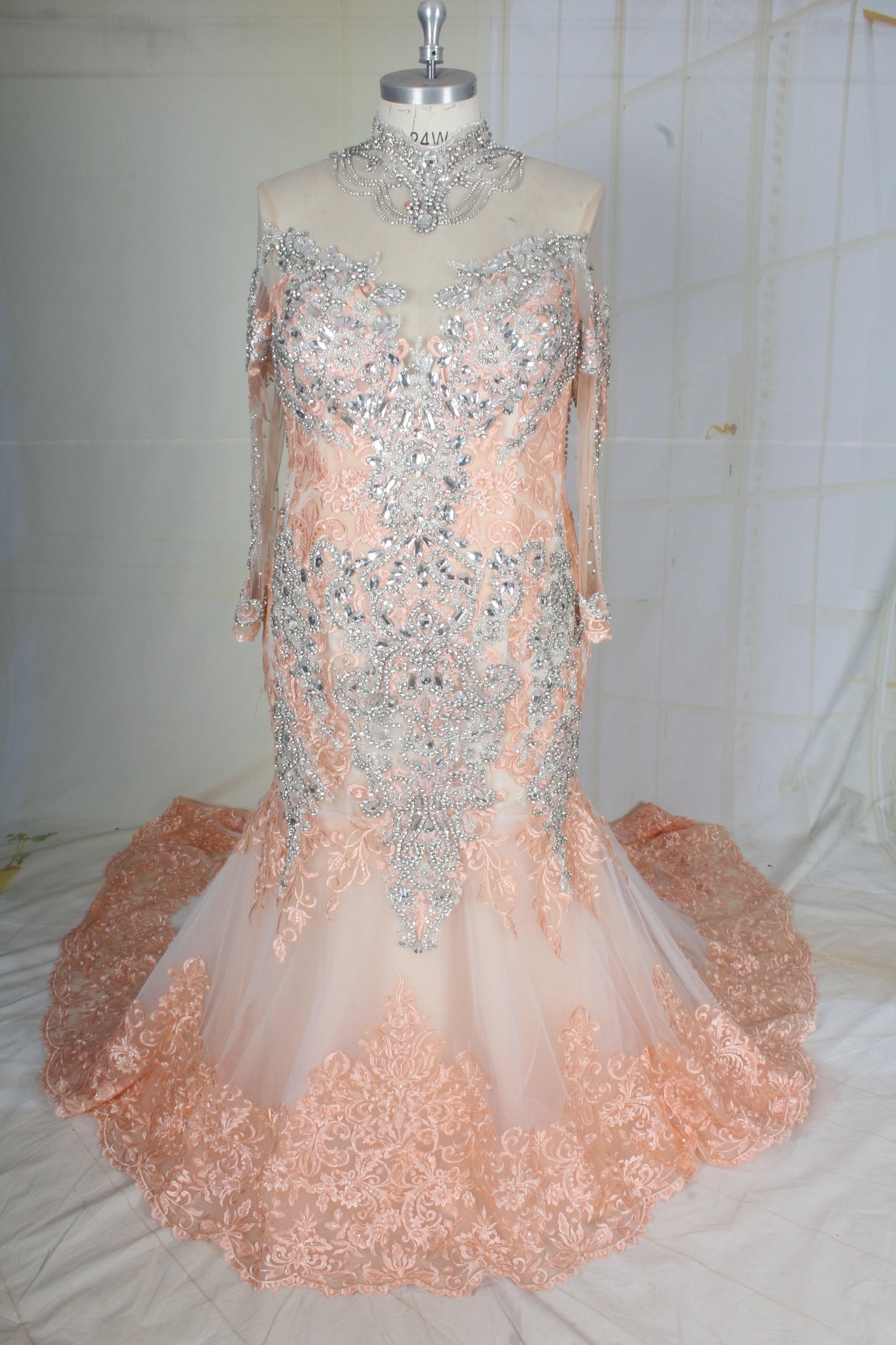 C2021-DionysiaRS Robe de mariée pastel à manches longues grande taille 