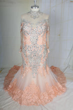 C2021-DionysiaRS Pastel long sleeve plus size wedding gown