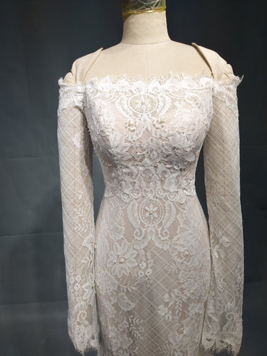 Style C2017-Colon - Off the shoulder long sleeve wedding gown inspired by Ester Couture