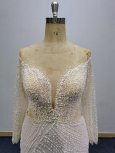 C2021-LeeBray - Beaded long sleeve plus size wedding gown